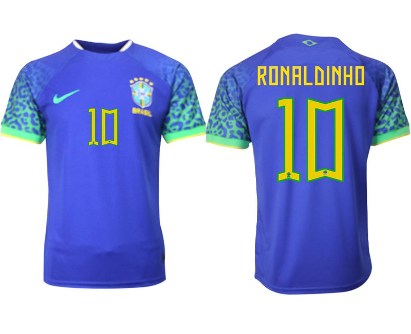 Men 2022 World Cup National Team Brazil away aaa version blue 10 Soccer Jersey2